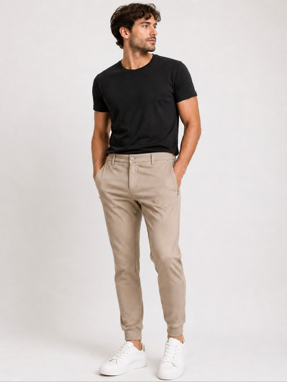 TRUE Men’s Tan Suede-Look Jogger Pants Size 33 Modern Tapered